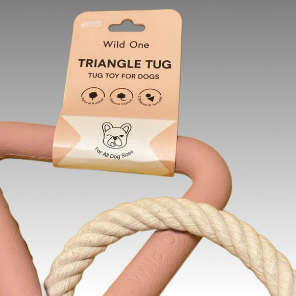 WILD ONE Triangle Tug Toy for Dogs PINK Rubber Cotton - BPA & Phthalate Free NEW - Picture 2 of 4